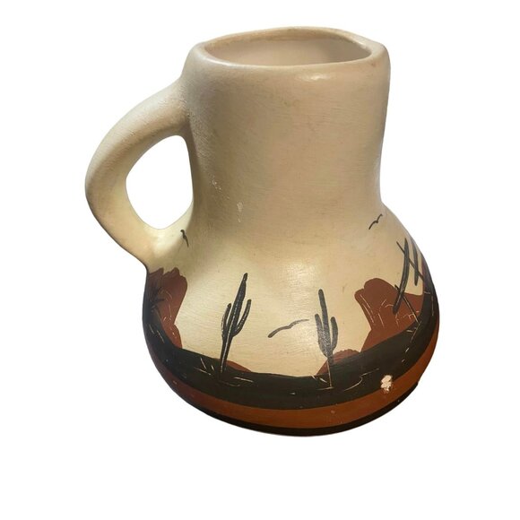 Signed 1981 Native American Juan Redeye RARE Pottery Mug Signed Navajo Southwest - Picture 3 of 4